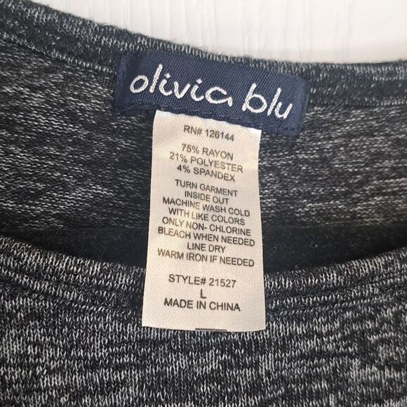 Charcoal Gray Top with Red Floral Embroidery - Picture 3 of 3